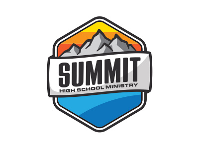 Summit Ministry Logo badge banner church high school logo ministry mountains patch sunset vintage