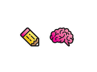 Pencil & Brain Icons brain concept draw eraser gradient icon mono weight pencil sketch think