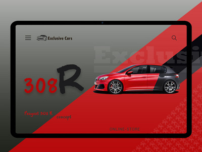 Концепт обложки проекта интернет-магазина behance car design form online store red ui uxdesign авто концепт обложка пежо стиль форма