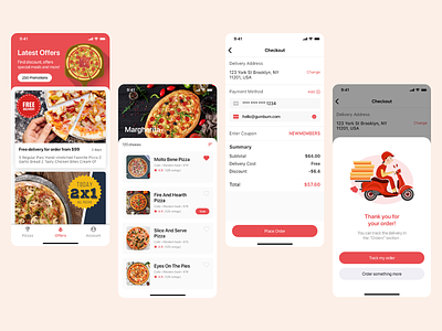 Fast Pizza - A Food Delivery App Design - Part 2 delivery app fast food app fast pizza food food delivery online pizza delivery pizza pizza app pizza delivery