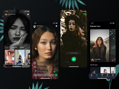 Dark Mode Social platform UI Kit - Part 4 beauty app dark mode darkmode live app live video social