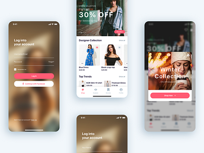 (Part 3) The Girls Shop - Shopping App UI KIT advertising home login modal onboarding screen popup shop shop app shopping shopping app the girls shop walkthrough screen