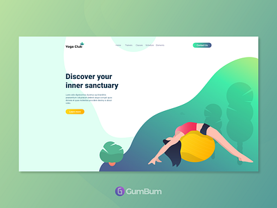 Yoga Club - Landing page by Adobe XD Freebie adobe xd design free adobe xd free landing page free xd freebie freebie xd gumbum illustration landing page typography ui undraw ux vector web website xd yoga yoga club