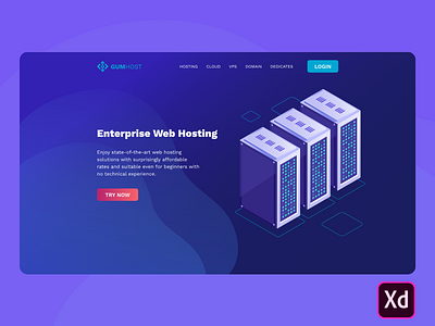 Enterprise Hosting Landing page by Adobe XD (Freebie)