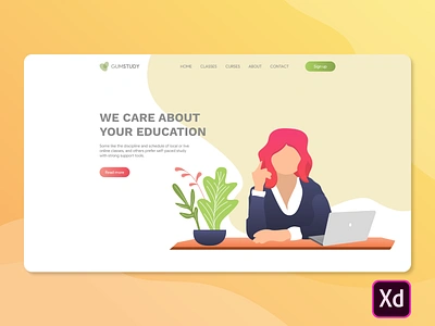 Education Landing Page Header by Adobe XD adobe xd design e learning education gumbum hero hero area hero banner hero design illustration illustration art illustration challenge landing page studying ui ux web design website xd xddailychallenge