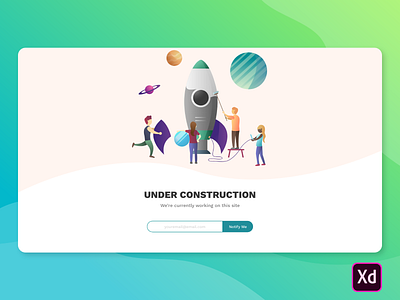 A Simple Under Construction Page by Adobe XD
