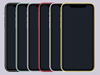 Iphone 11 Mockup with six colours iphone iphone 11 iphone demo iphone mockup iphone red iphone yellow mockup
