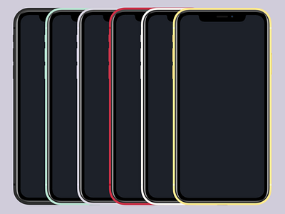 Iphone 11 Mockup with six colours