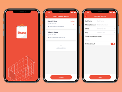 Shoper App - Select Shipping Address UI