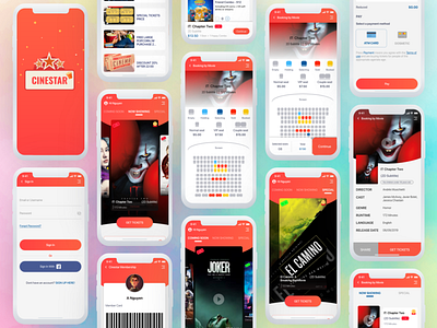 Cinestar - Awesome Movie Ticket Booking App adobe xd booking booking app cinema cinestar freebie freebies gumbum joker login madewithadobexd movie movie app setting ticket ticket app ticket booking ui ux xd