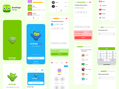 Duolingo - Full App - 37 Screens app duolingo duolingo app duolingo full full app learning app screen splash
