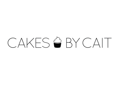 Cakes by Cait Logo bakery brand branding cake cupcake design graphic line art logo mark type typography