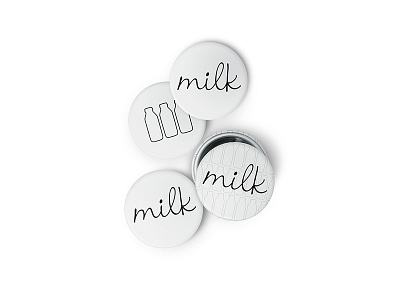Milk - Buttons bottle branding button cereal icon icons logo milk pins script typography