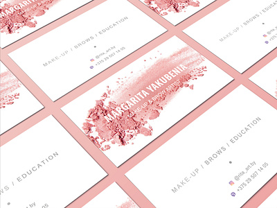 Business cards for a wonderful master. browist business cards makeup minimalism pink white