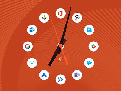 What time is it? clock icons microsoft teams salesforce sketch skype slack time wiretap yammer