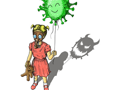 Girl with the balloon virus balloon branding design designer digitalart illustration illustrator logo tshirts vector vectorart virus