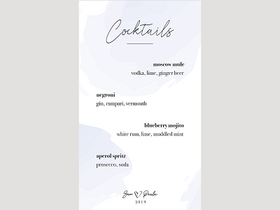 Wedding Cocktail Menu branding design illustrator menu wedding