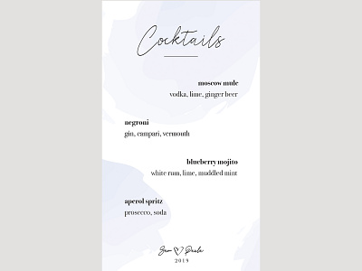 Wedding Cocktail Menu