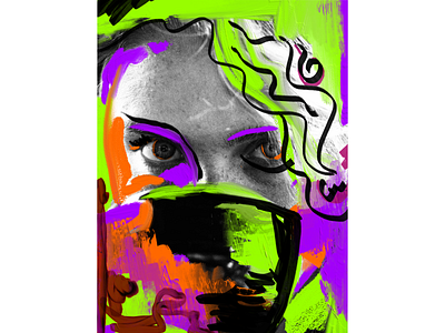Digital Art - Teacup abstract applepencil art collage color digitalpaint digitalpainting ipad paint