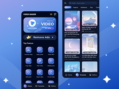 Video Maker - Mobile App 3d app app design blue editor mobile movie maker product design ui video video app video editing video maker video tool videos visual design