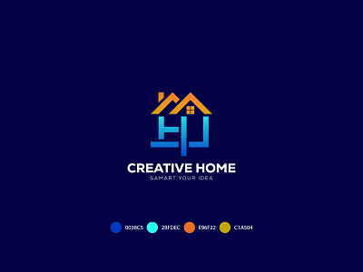 Creative Home ! brand branding buinding construction craetive home creative friendly fun gradeint house icon logo logomark minimal modern premises real estate rebound type unfold