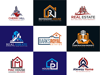 Real Estate Logo Design Bundle architecture branding building business company constriction exclusive custom gradeint graphic design home hotel house housing iconic identity luxury modern property real estate logo realtor