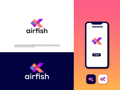 Airfish logo design airline amazing branding combination custom design fish gradeint iconic identity illustration logo logo design logomark logotype minimalist modern ui unique