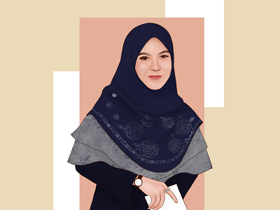 Portrait art caricature digital art female hijab illustration women
