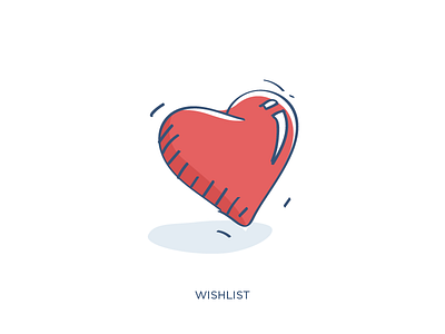 Wish List blue floating hand heart illustration line list love red ui web wish