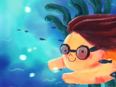 Search character design children illustration cute character digital illustration girl picturebook underwater