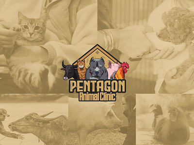 Pentagon Animal Clinic animal branding clinic farm farm animals graphic design illustration logo pentagon pets vet veterinary veterinary clinic