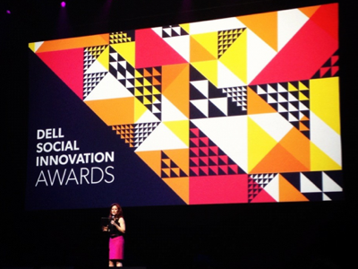 Dell Social Innovation Awards branding orange pattern triangles yellow