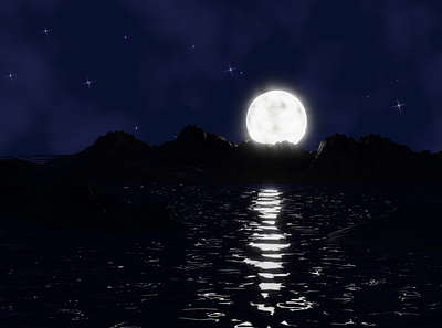 LAKE SIDE 3d blender bloom easy environment lake lakeside moon night starry night stars