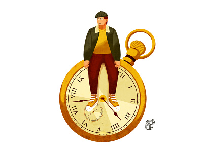 Old Watch cartoon illustration childrens book drawing gouache illustration naive newsboy old fashioned photoshop vintage watch whimsical