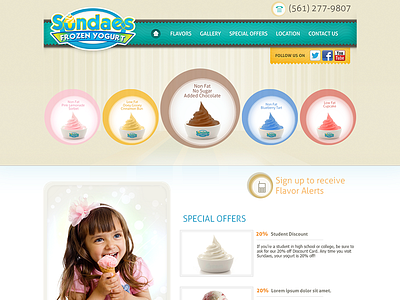 Sundaes Frozen Yogurt design interface layout minimal site web
