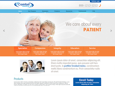 Comfortmedical design flat design interface layout minimal site web