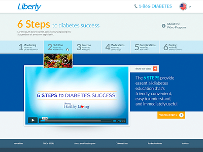 Liberty - 6 Steps To Diabetes Success design flat design interface landing layout minimal web