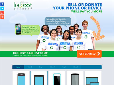 Reboot Charity design flat design interface landing layout minimal web