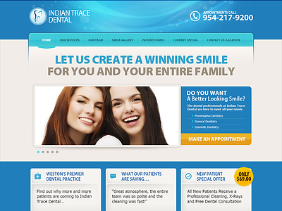 Indian Trace Dental design flat design interface layout minimal site web