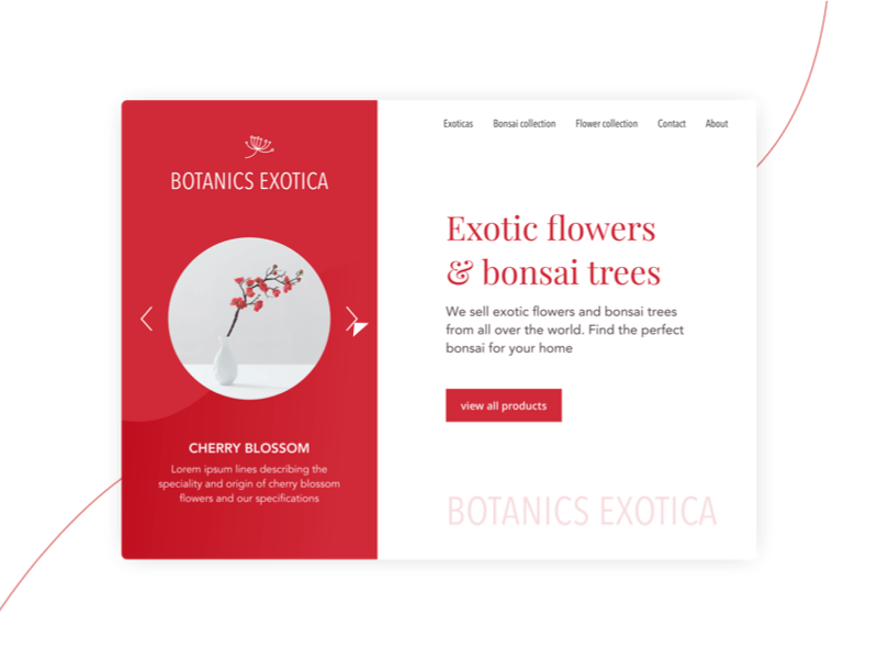 Concept UI for an e-commerce botanic shop