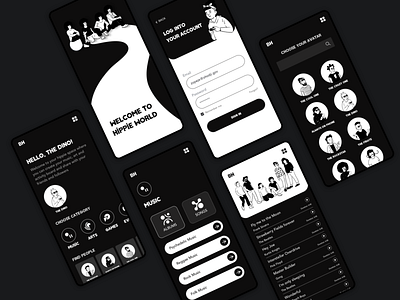 UI exploration for a networking app app design design illustrations minimal mobile app mobile design mobile ui monochrome networking social media social media design ui ui design ux