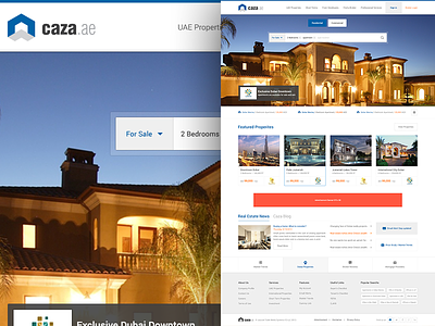 Property Homepage - Caza.ae broker clean creative dubai homepage listing main page news properties property real estate search