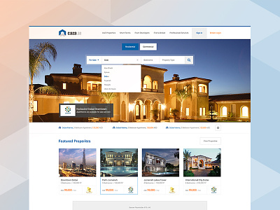 Real Estate / Property Listing Website cards complete project dubai emirates homepage listing property property finder real estate retina ux wireframes