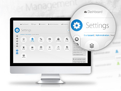 Website CMS - UI - UX blue cms content creative dashboard design font gray grunge icons interface management settings silver system type typo ui unique user ux website