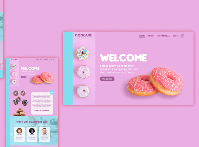 Donut Store cake design ui ux web