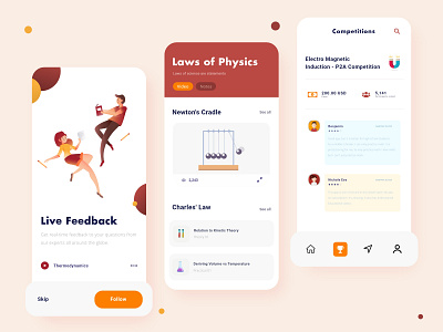 Physico - Mobile Educational App app app design application creative design design art designer education education app educational graphicdesign illustration physics study thermal typography ui ux vector