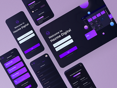 Dark theme Mobile and Web App Design for HaZme Digital!