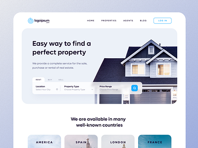 Real Estate Light Theme UI Web Design