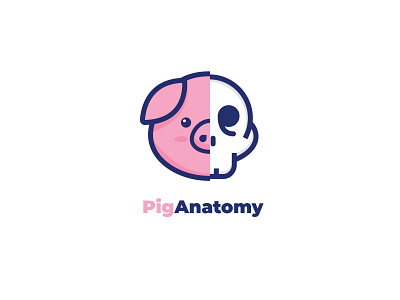 Pig x Skull design flat illustration logo minimal vector
