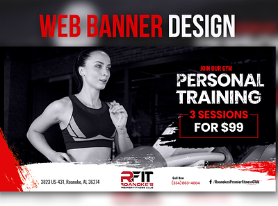 Fitness Web banner design youtube banner